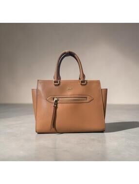 DKNY Tan Saffiano Leather Satchel Crossbody Bag NWOT